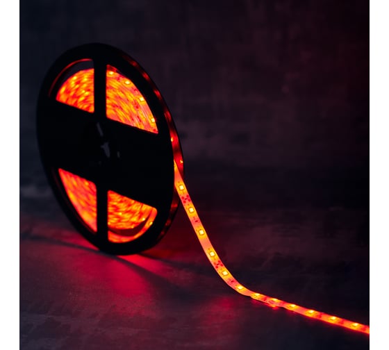 Светодиодная лента Lamper LED силикон 5м, 12В, 8 мм, IP65, SMD 2835, 60 LED/m, свет красный 141-351