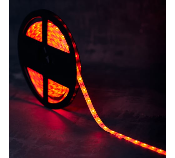 Светодиодная лента Lamper LED силикон 5м, 12В, 8 мм, IP65, SMD 2835, 60 LED/m, свет красный 141-351
