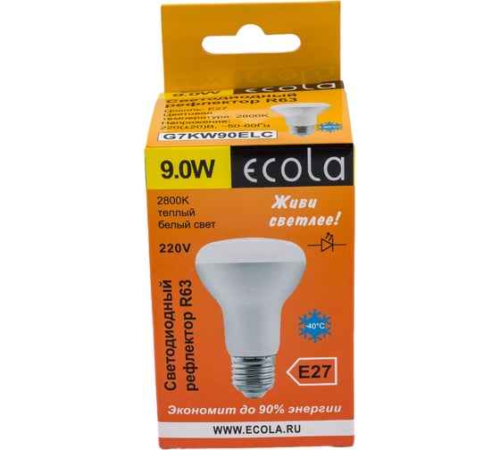 Светодиодная лампа Ecola Reflector R63 LED 9,0W 220V E27 2800K композит 102x63 G7KW90ELC