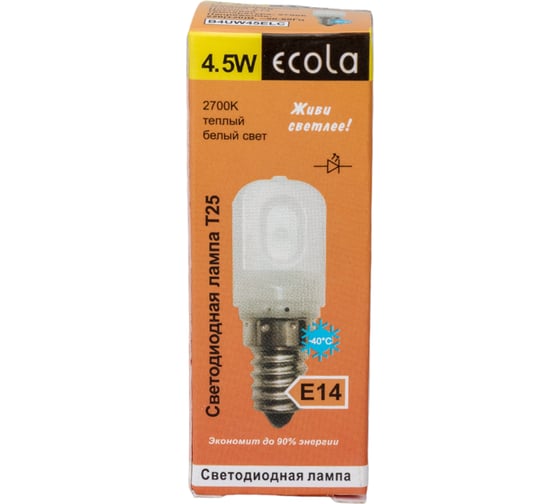 Светодиодная лампа Ecola T25 LED Micro 4,5W E14 2700K капсульная 340 матовая 60x22 mm B4UW45ELC