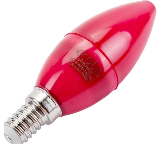 Светодиодная лампа Ecola candle LED color 6,0W 220V E14 Red свеча Красная матовая колба 103x37 C4TR60ELY