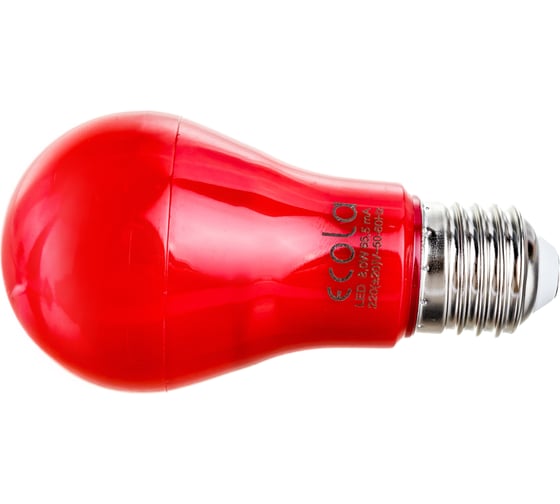 Светодиодная лампа Ecola classic LED color 8,0W A55 220V E27 Red Красная 360 композит 108x55 K7CR80ELY