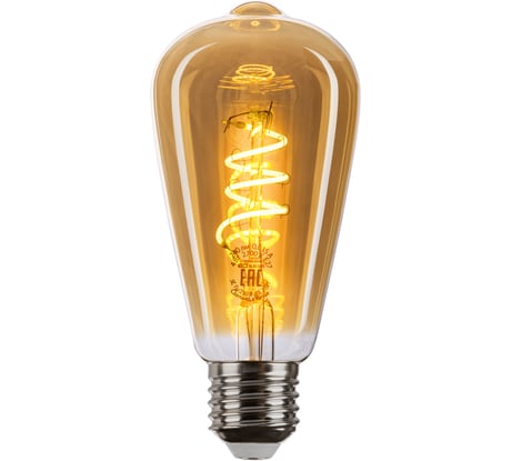 Лампа светодиодная E27 «Винтаж» золотистая, конус, ST64 (со спиралью), 4 Вт, 230 В, 2700К TDM ELECTRIC SQ0340-0344