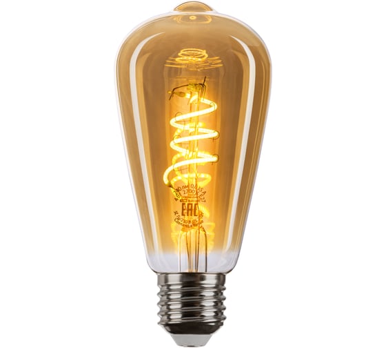 Светодиодная лампа TDM ELECTRIC «Винтаж» золотистая, ST64, со спиралью, 4 Вт, 230 В, 2700 К, E27, конус SQ0340-0344 1