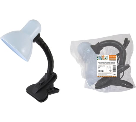 Настольный светильник TDM ELECTRIC прищепка, 40Вт, E27, белый, мягкая упаковка, Народный SQ0337-0125