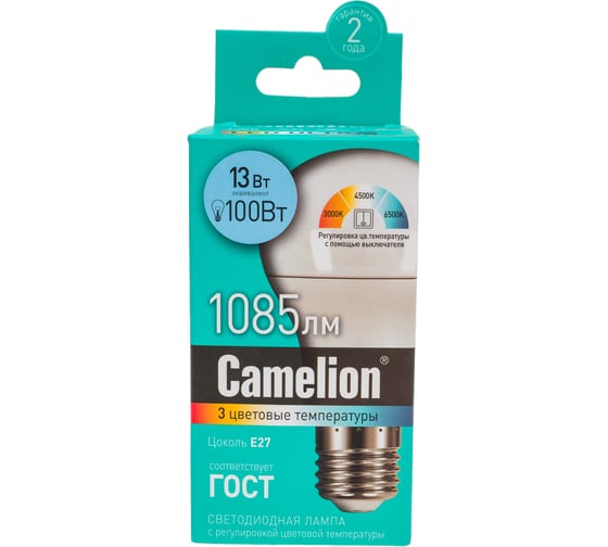 Светодиодная лампа Camelion LED13-A60-SD/E27 с изменением цветовой температуры 13Вт 220В 14747