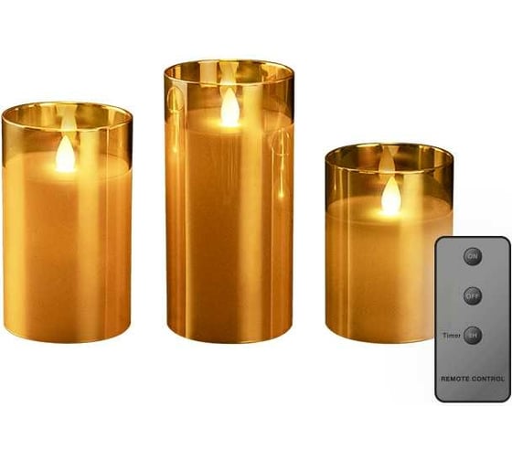 Свеча декоративная ФАZА CL7-SET3-gd с пультом зол. (уп.3шт) 5018822 1