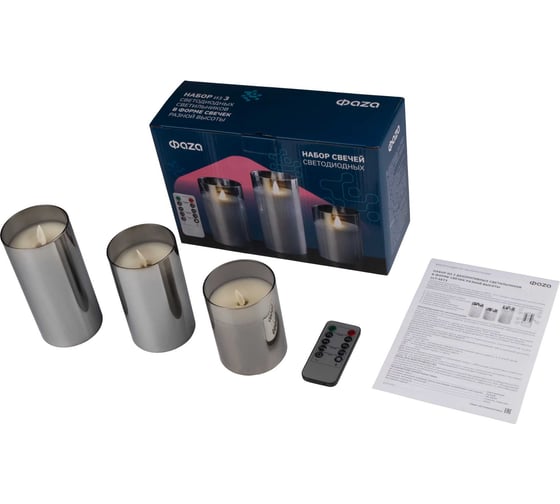 Свеча декоративная ФАZА CL7-SET3-sr с пультом серебр. (уп.3шт) 5018792 1