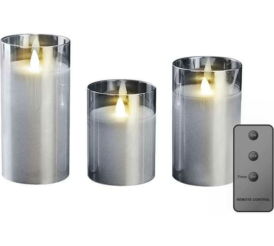 Свеча декоративная ФАZА CL7-SET3-sr с пультом серебр. (уп.3шт) 5018792 1
