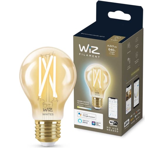 Лампа Wiz Wi-Fi BLE50WA60E27920-50Amb1PF/6 929003017401