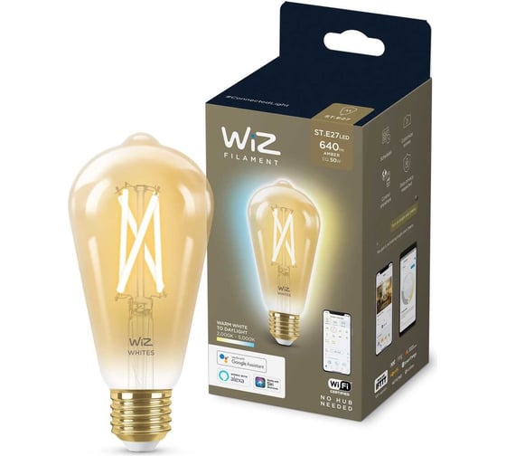 Лампа Wiz Wi-Fi BLE50WST64E27920-50Amb1PF/6 929003018701