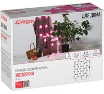 Электрогирлянда VEGAS Нить Звездочки 5м + 5 м шнур до питания 55176