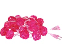 Электрогирлянда VEGAS Нить Шары ротанговые 2.5 м + 5 м шнур до питания 55177