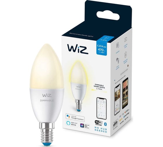 Wi-Fi лампа Wiz BLE C37E14927DIM1PF/6 929002448502