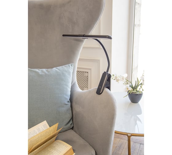 Светодиодный светильник Лючия L555 "FLEX Accu Clip" черный аккумулятор на прищепке 10W 3000K 4606400512820