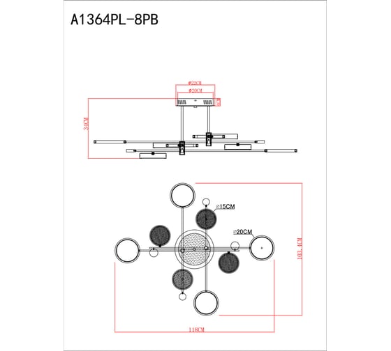 Люстра ARTE LAMP HOLLY A1364PL-8PB
