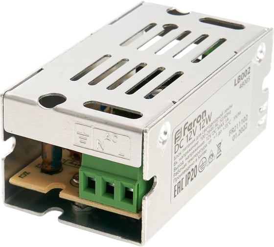 Электронный трансформатор FERON для светодиодной ленты 12W 12V (драйвер), LB002, 48005