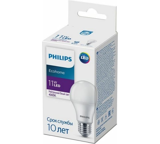 Светодиодная лампа PHILIPS Ecohome LED Bulb 11Вт 950лм E27 840 RCA 929002299317
