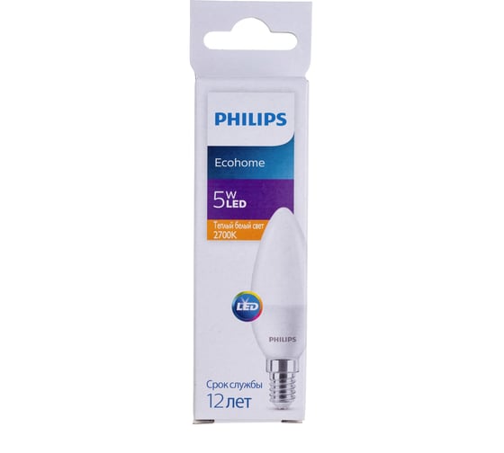 Светодиодная лампа PHILIPS Ecohome LED Candle 5Вт 500лм E14 827 B36 929002968437