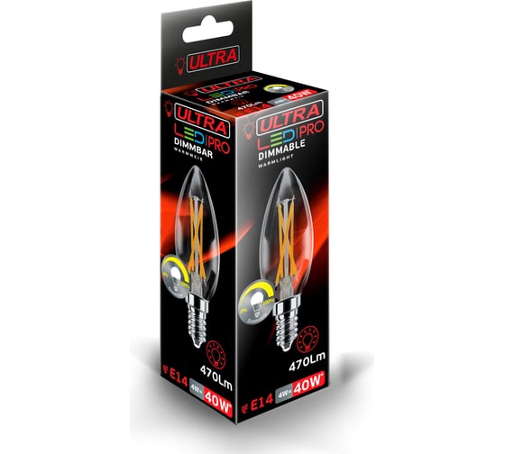 Светодиодная лампа ULTRA LED С35 F 4W E14 3000K DIM 5055268048986