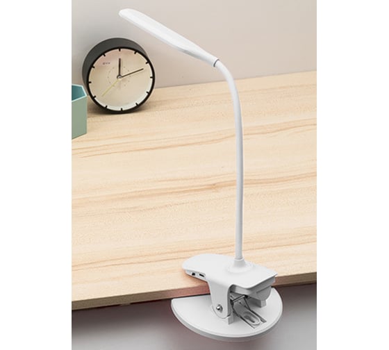 Настольная LED-лампа URM на прищепке с 3 режимами яркости, USB-зарядка, белый D01283