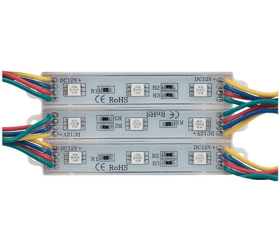 Светодиодный модуль SWG SMD5050 3LED, RGB, IP65 0,72W DC12V 120, 15 см 00-00002197