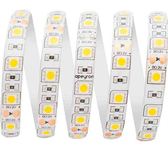 Светодиодная лента Apeyron 12В, СТ, 14,4Вт/м, smd5050, 60д/м, IP65, 700Лм/м, 00-544