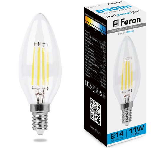 Светодиодная лампа FERON LB-713 Свеча E14 11W 6400K, 38231 1