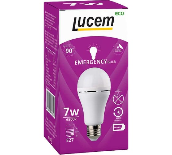 Светодиодная лампа Lucem с аккумулятором LM-EBL 7W 6500K E27 FLEBL072765L