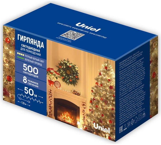 Светодиодная гирлянда Uniel ULD-S5000-500/DGA WARM WHITE IP20 UL-00009930