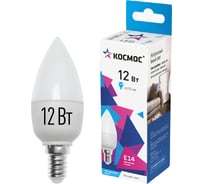 Светодиодная лампа КОСМОС LED 12Вт Свеча 220В E14 4500К LkecLED12wCNE1445
