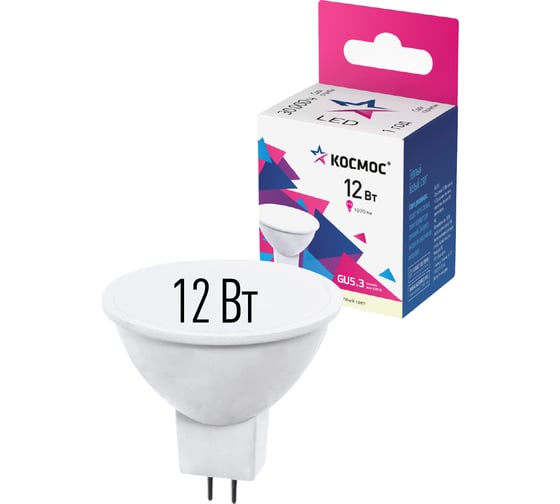 Светодиодная лампа КОСМОС LED JCDR 12Вт 220В GU 5.3 3000K, LkecLED12wJCDRC30