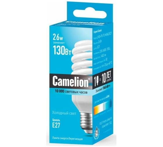 Лампа энергосберегающая 26Вт Camelion LH26-FS-T2-M/842/E27 10588