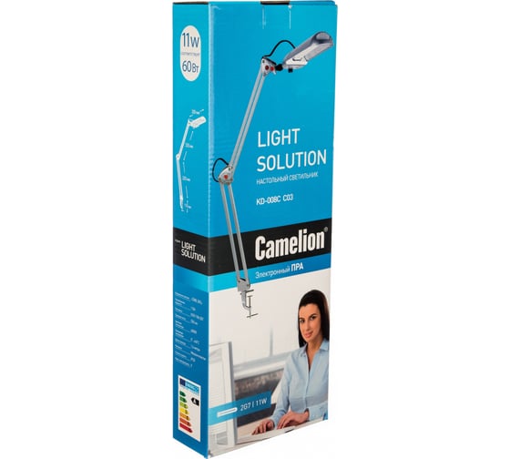 Лампа настольная Camelion KD-008С серебро, 6166