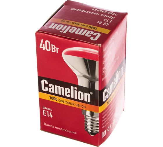 Зеркальная электрическая лампа накаливания MIC Camelion 40/R50/E14, 8977