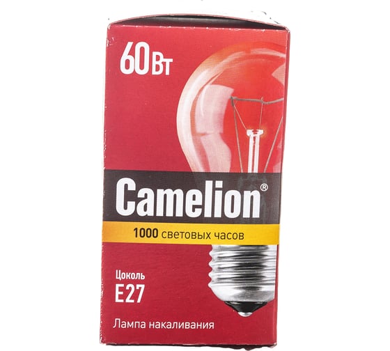 Электрическая лампа накаливания с прозрачной колбой Camelion 60/A/CL/E27,7277