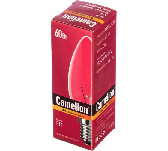 Электрическая лампа накаливания с прозрачной колбой MIC Camelion 60/B/CL/E14, 8970