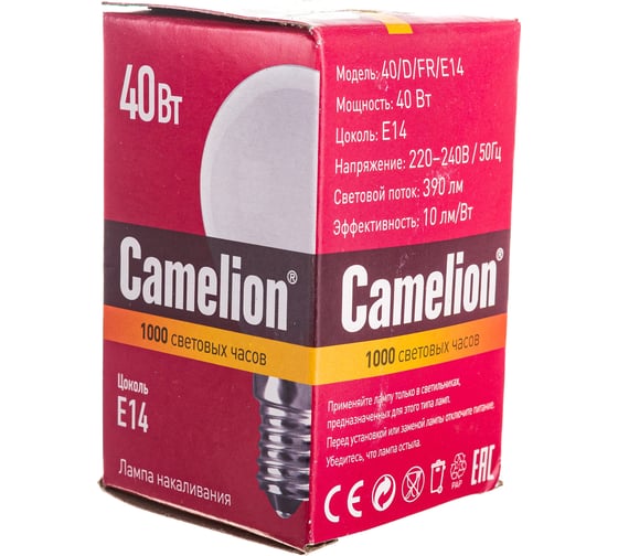 Электрическая лампа накаливания с матовой колбой MIC Camelion 40/D/FR/E14, 9868