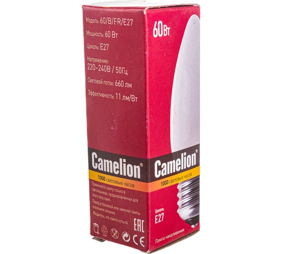 Электрическая лампа накаливания с матовой колбой MIC Camelion 60/B/FR/E27, 9867
