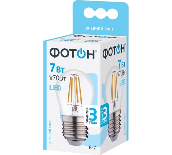 Светодиодная филаментная лампа ФОТОН LED FL P45 7W E27 4000K 23983