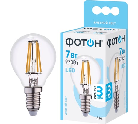 Светодиодная филаментная лампа ФОТОН LED FL P45 7W E14 4000K 22819