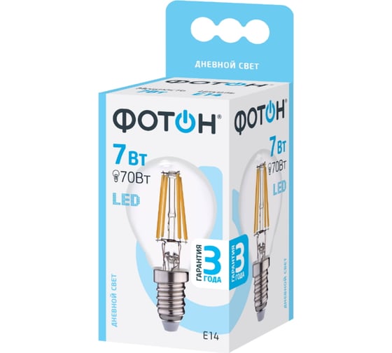 Светодиодная филаментная лампа ФОТОН LED FL P45 7W E14 4000K 22819