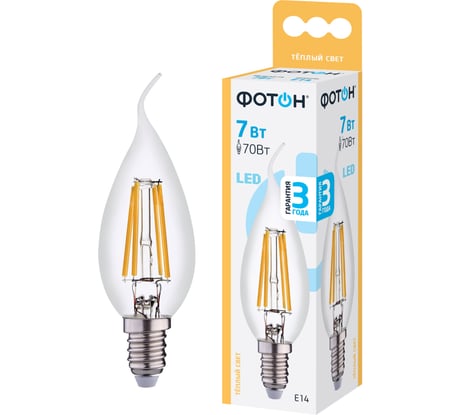 Светодиодная филаментная лампа ФОТОН LED FL BXS35 7W E14 3000K 24089