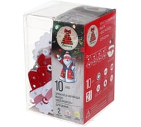 Электрическая гирлянда LED Сноубум насадка Дед Мороз 2м, 10LED шампань, пост.свеч, ПВХ прозр, 2хАА 381-402