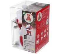 Электрическая гирлянда LED Сноубум насадка Дед Мороз 2м, 10LEDшампань, пост.свеч, фетр, ПВХ прозр, 2хАА 381-407