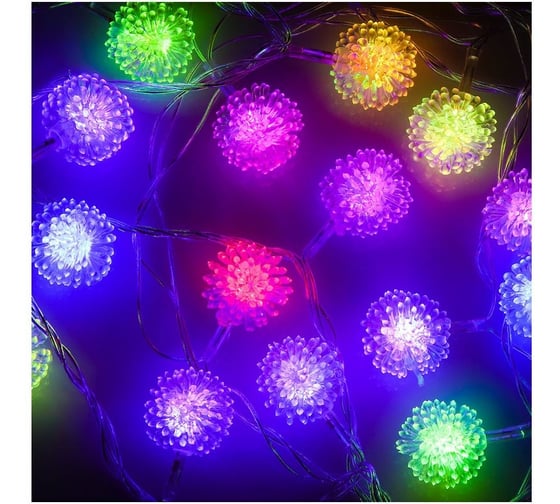 Электрическая гирлянда LED Сноубум насадка Рамбутан, 3м, 15LED, RG/RB,автореж, ПВХ прозр., коннект, 220В 381-136