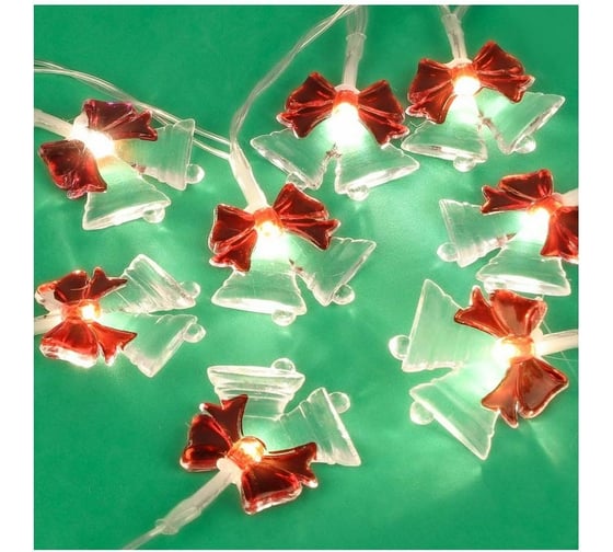 Электрическая гирлянда LED Сноубум насадка Хрустальные колокольчики 2м 10LED шампань пост свеч проз 2хАА 381-233
