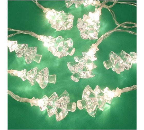 Электрическая гирлянда LED Сноубум насадка 3D Ледяная елочка 2м 10LED шампань пост свеч прозр акрил 2хАА 381-234