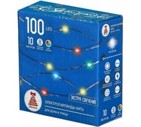 Электрическая гирлянда LED Сноубум нить Звездный трек 10м 100LED Extra мульти 8 реж прозр 220В НВ 351-548