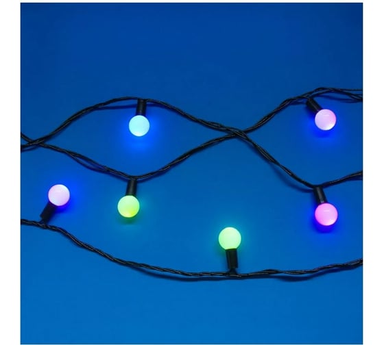 Электрическая гирлянда LED Сноубум нить 6м насадка матовый шар d22мм 30LED RG/RB автореж черный 220В 351-543